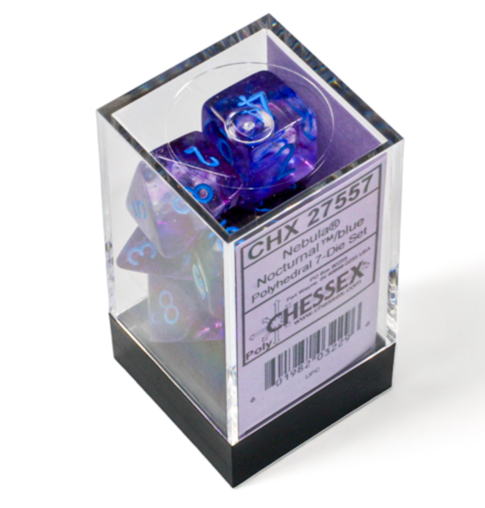 CHESSEX - Nebula Nocturnal/Blue Polyhedral 7 - Dice Set