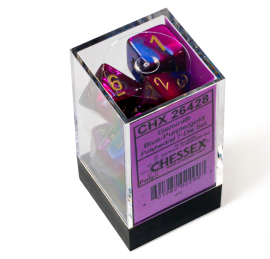 CHESSEX - Gemini Blue-Purple/Gold Polyhedral 7 - Dice Set