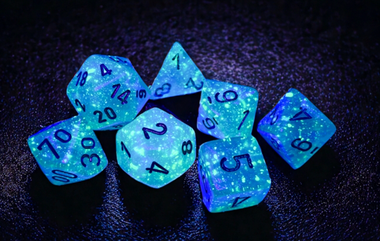 CHESSEX - Borealis Light Green/Gold Polyhedral 7 - Dice Set