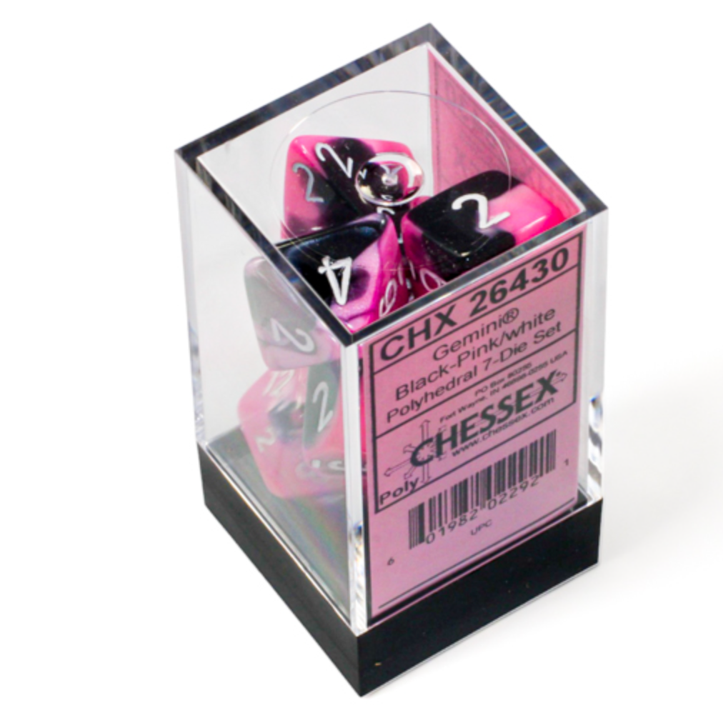 CHESSEX - Gemini Black-Pink/White Polyhedral 7 - Dice Set