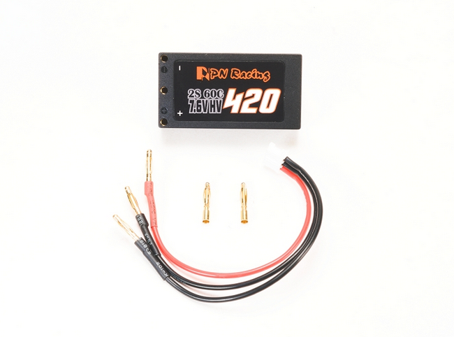 PN Racing - V5 LiPo 2S 7.6V HV 420mah 60C Hardcase Battery (Charging Cable Included)