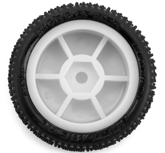 UpGrade RC - Neumáticos de moqueta delanteros y traseros premontados UpGrade RC Micro Spiker para Losi® Micro-B (blanco)