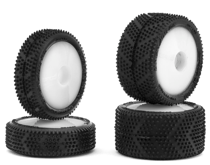 UpGrade RC - Neumáticos de moqueta delanteros y traseros premontados UpGrade RC Micro Spiker para Losi® Micro-B (blanco)