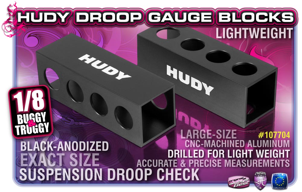 HUDY - Chassis Droop Gauge Support Blocks 30mm 1/8 Off-Road - LW (2)