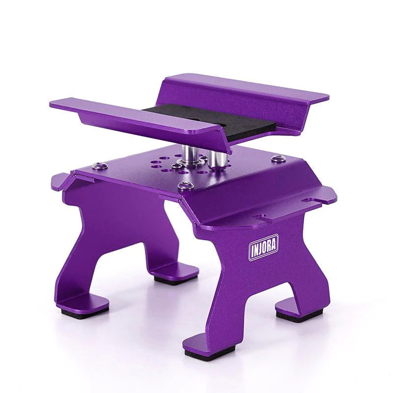 INJORA - Aluminum RC Car Stand with Shock Holder for 1/24 1/18 RC Crawler (PURPLE)