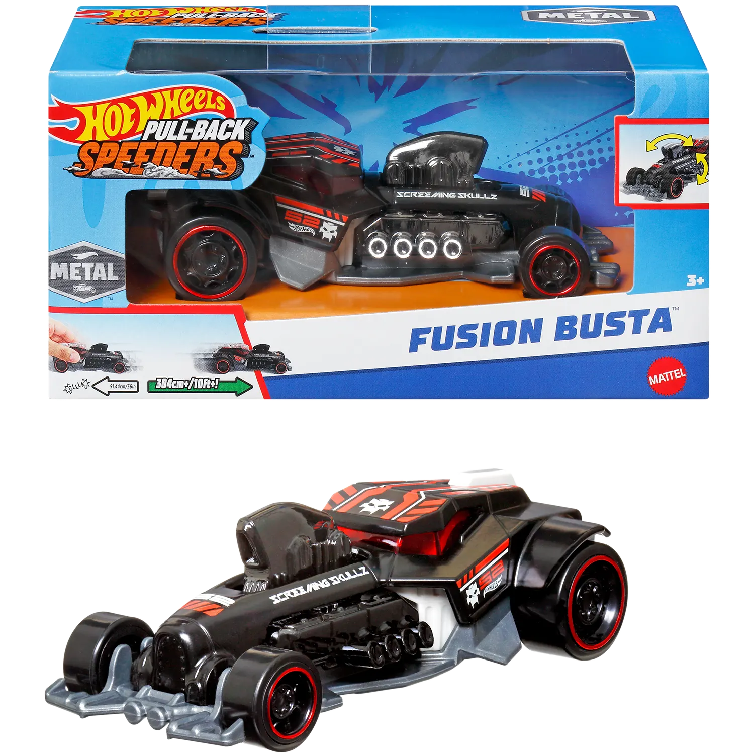 Mattel - Hot Wheels AUTKO HOT WHEELS PULL-BACK SPEEDERS Fusion Busta