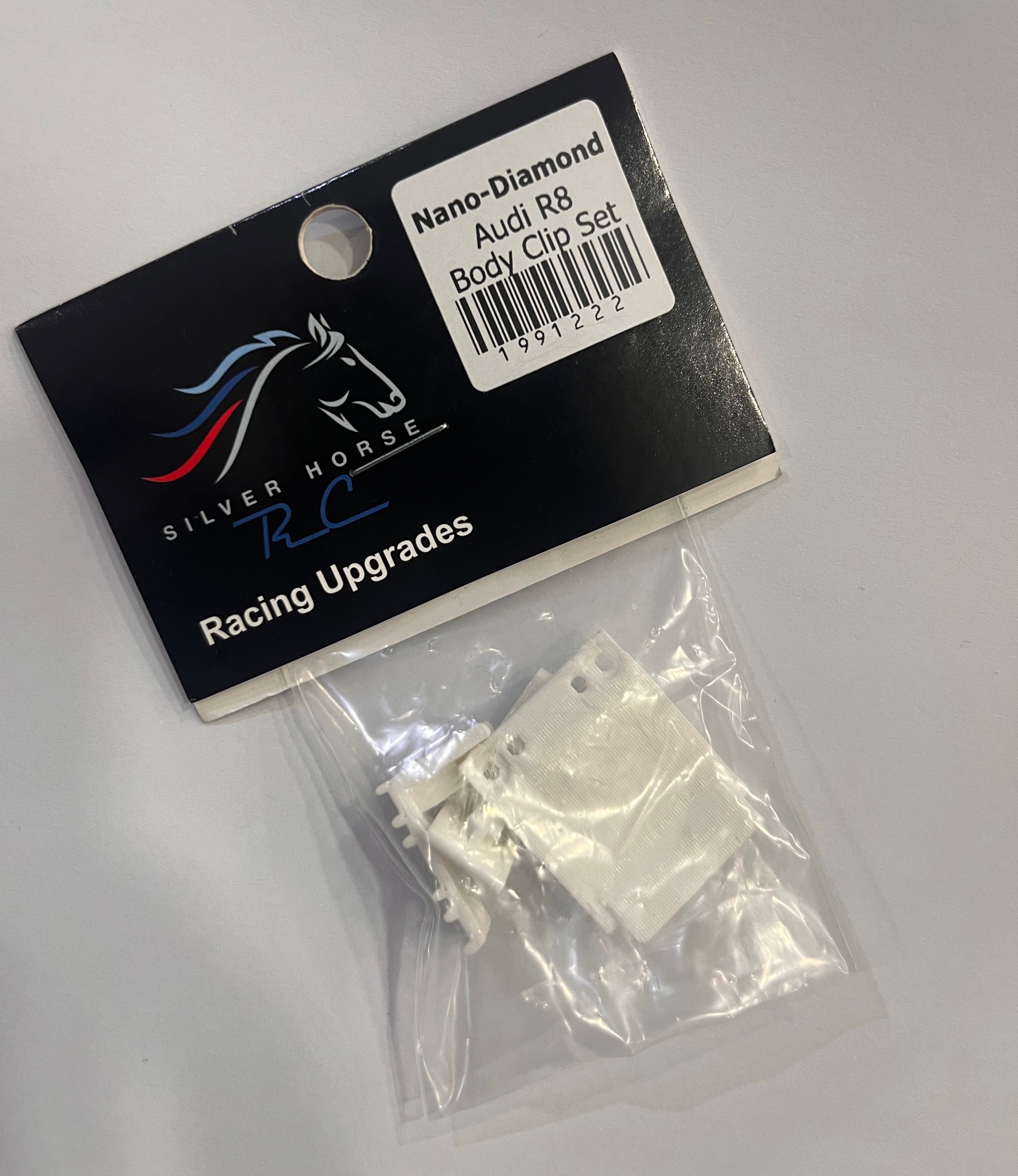 Silver Horse RC - Audi R8 Replacement nose and side clips - Blanco