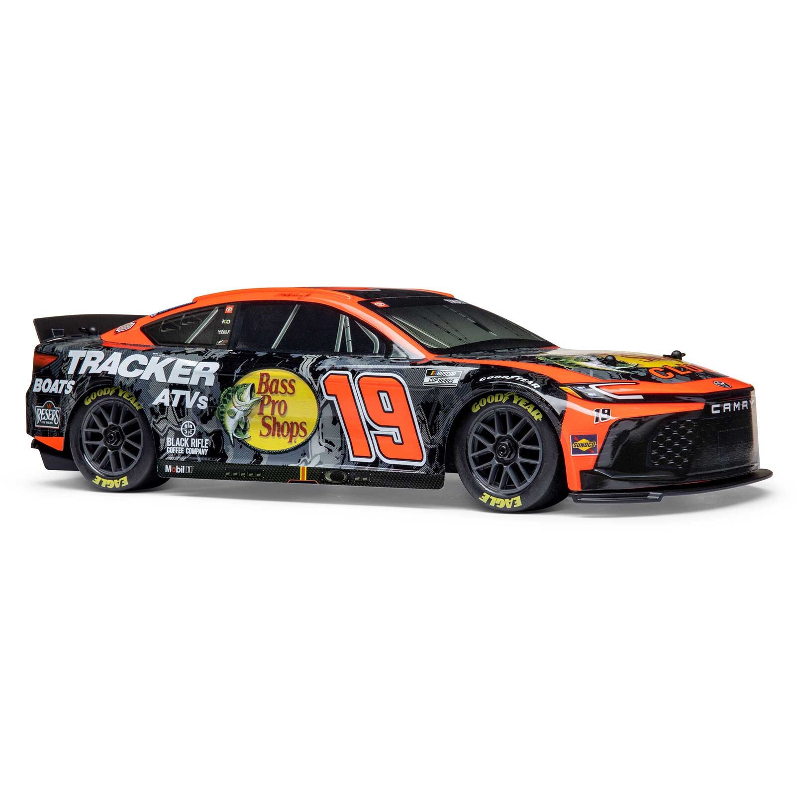 Team Losi - 1/12 NASCAR RC Racecar Martin Truex Jr. No. 19 2024 Bass Pro Toyota Camry 2S AWD RTR Brushed On-Road (Battery & Charger Included), Orange