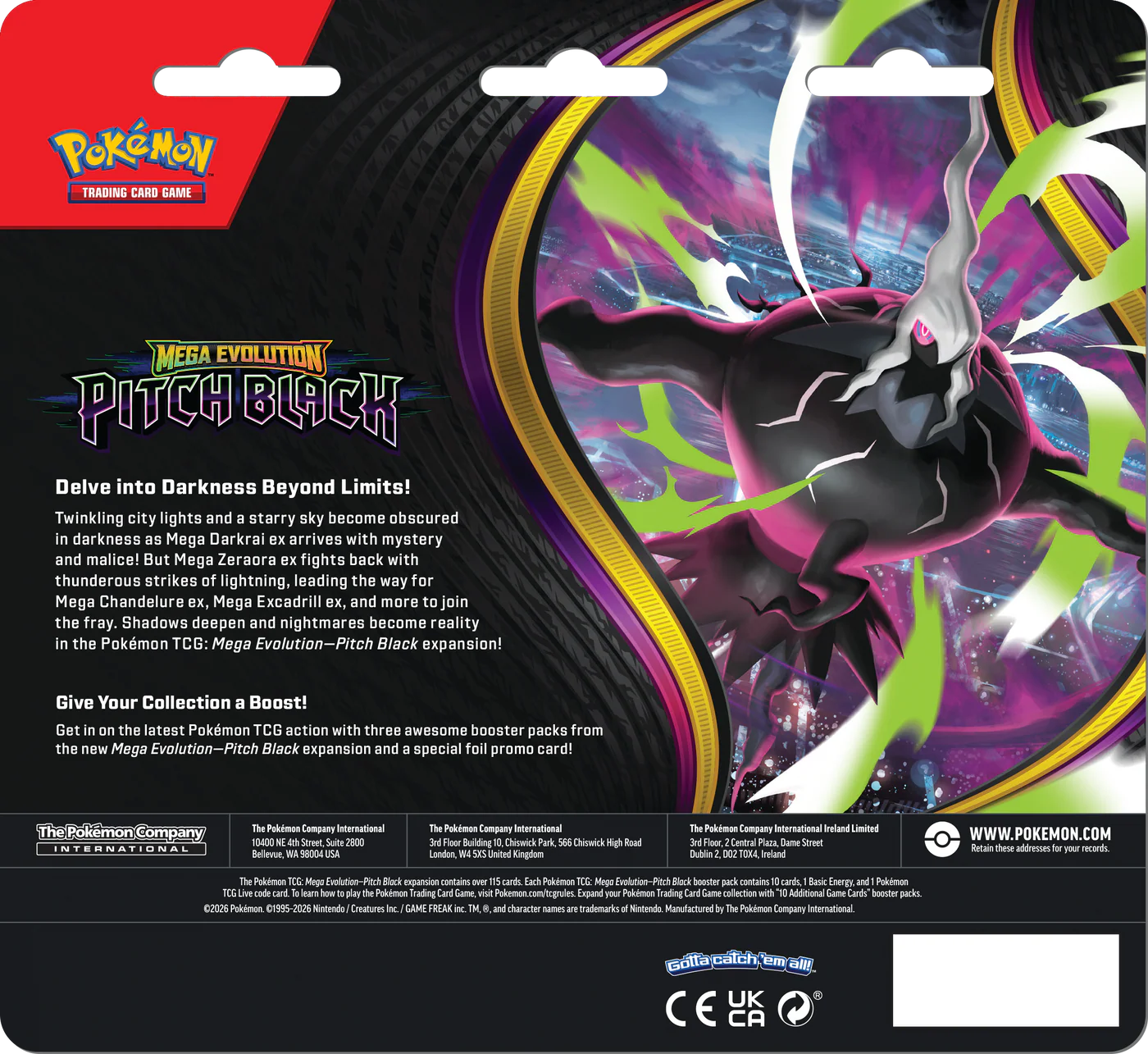Pokemon TCG: Mega Evolution Pitch Black - 3-Pack Blister (Ingles)