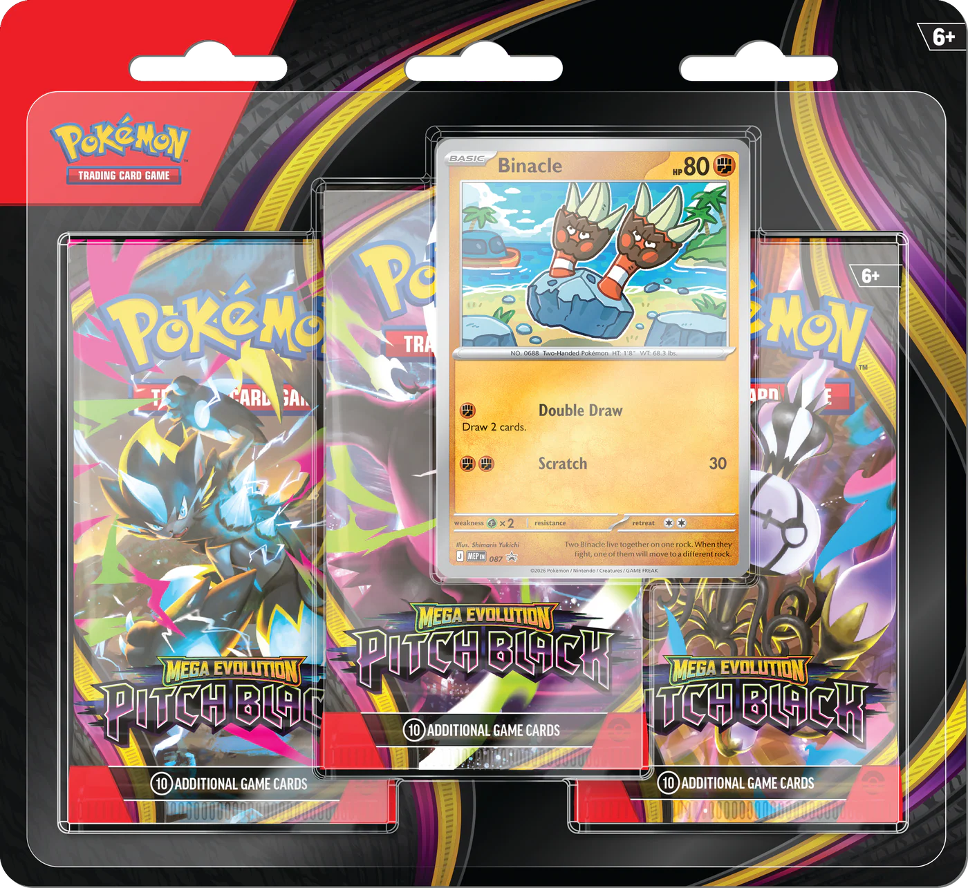 Pokemon TCG: Mega Evolution Pitch Black - 3-Pack Blister (Ingles)