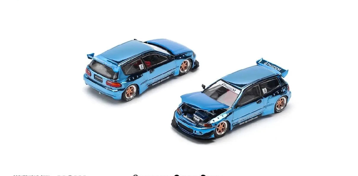 POP RACE - 1:64 Pandem Civic EG6 – Blue Chrome