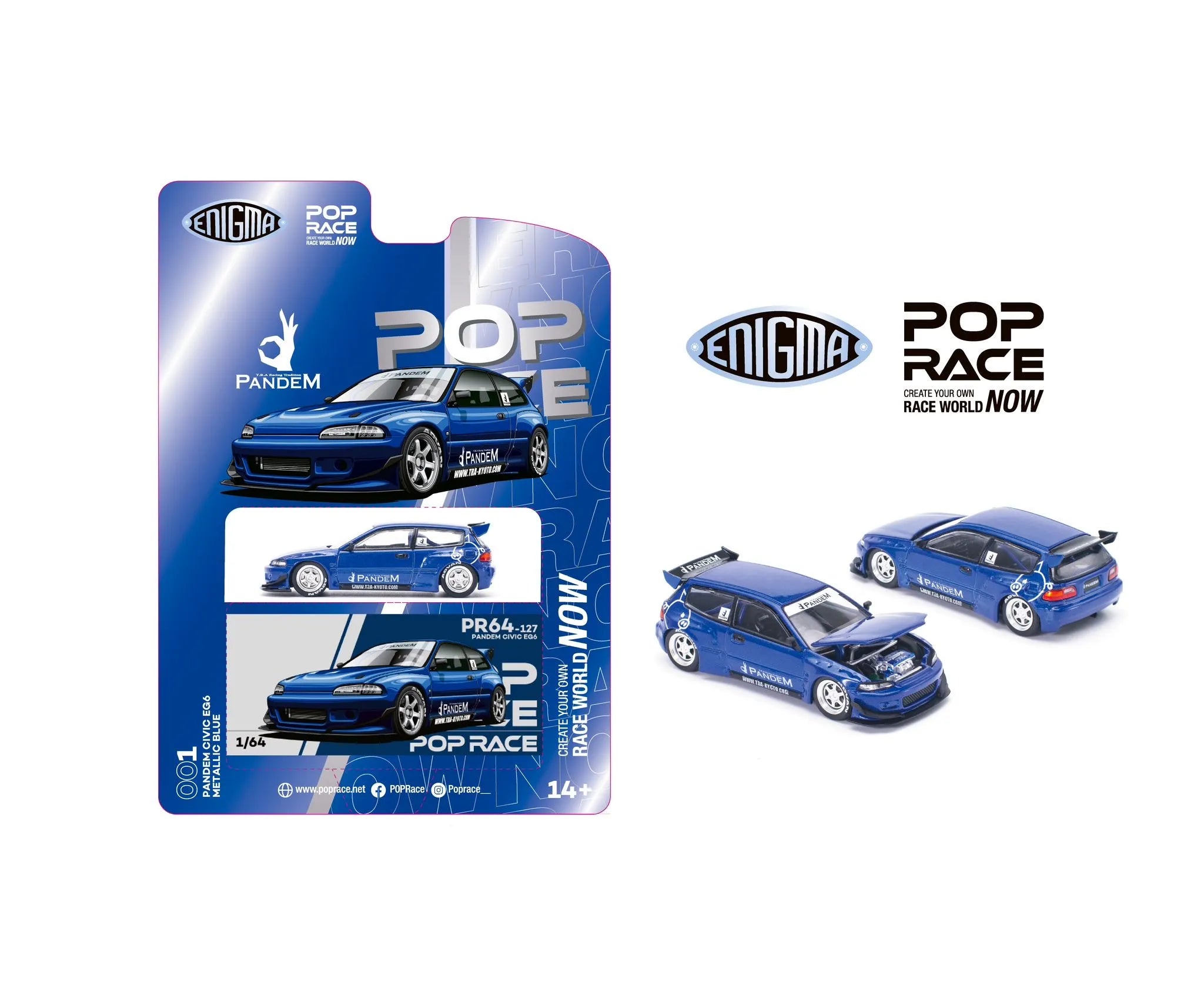 POP RACE -  1:64 Pandem Civic EG6 V1.5 – Metallic Blue