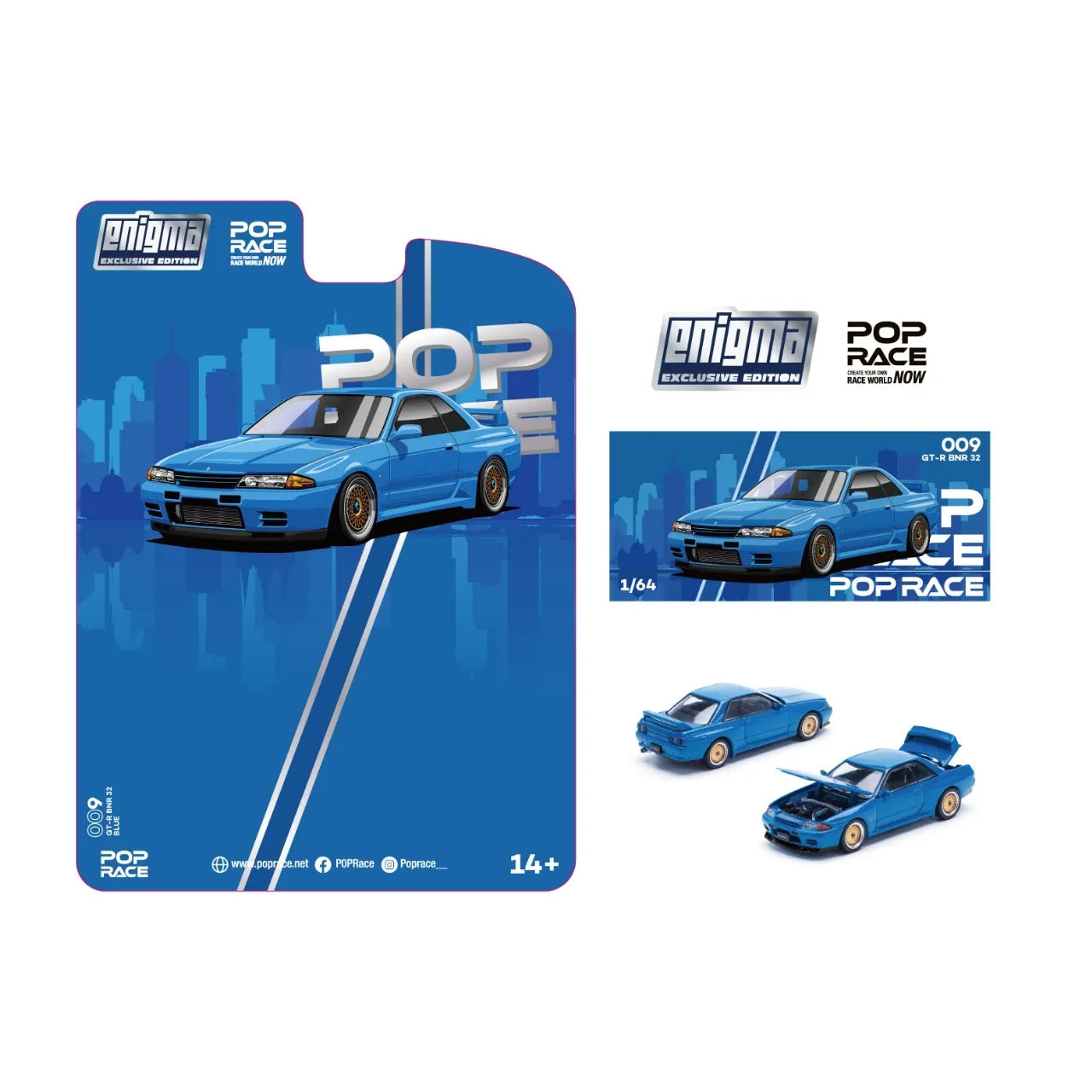 POP RACE - 1:64 Nissan Skyline R32 – Bayside Blue