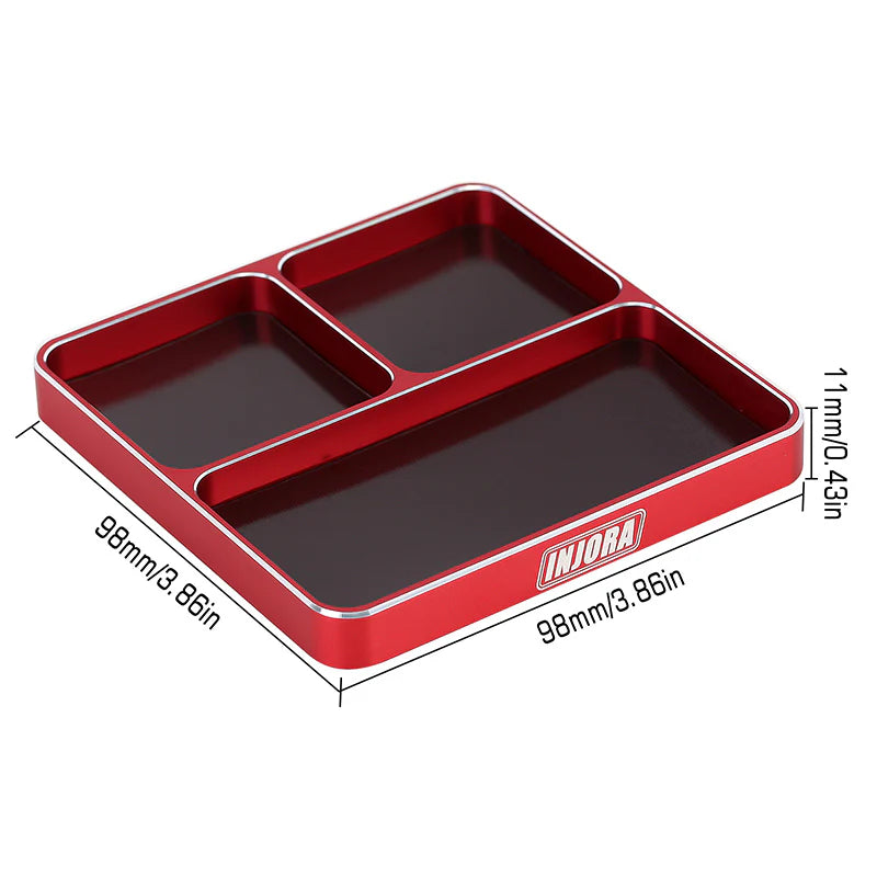 INJORA - 98*98*11mm CNC Aluminum Magnetic Screw Tray (RED)