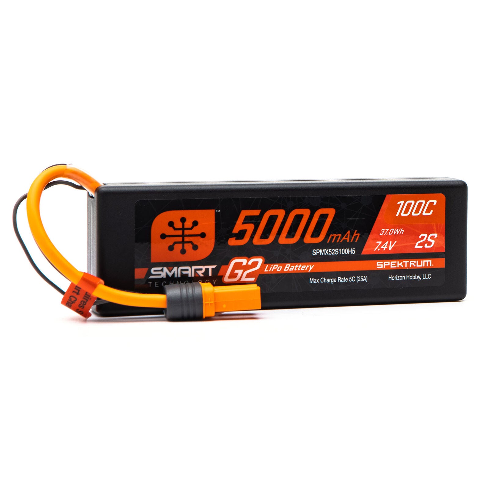 Spektrum RC - 7.4V 5000mAh 2S 100C Smart G2 Hardcase LiPo Battery: IC5