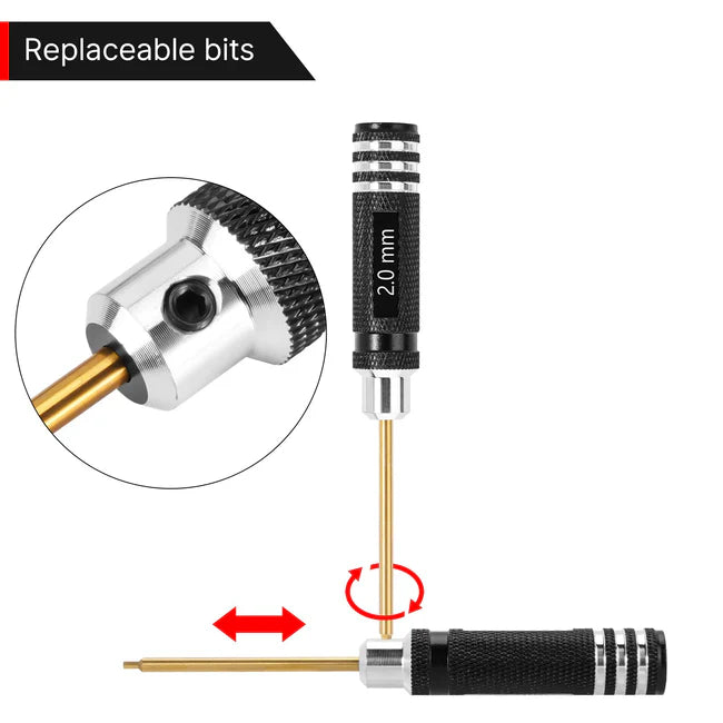 INJORA - 7PCS Short Handle Hex Screwdriver Nut Driver Tools Kit for 1/18 1/24 RC Crawlers