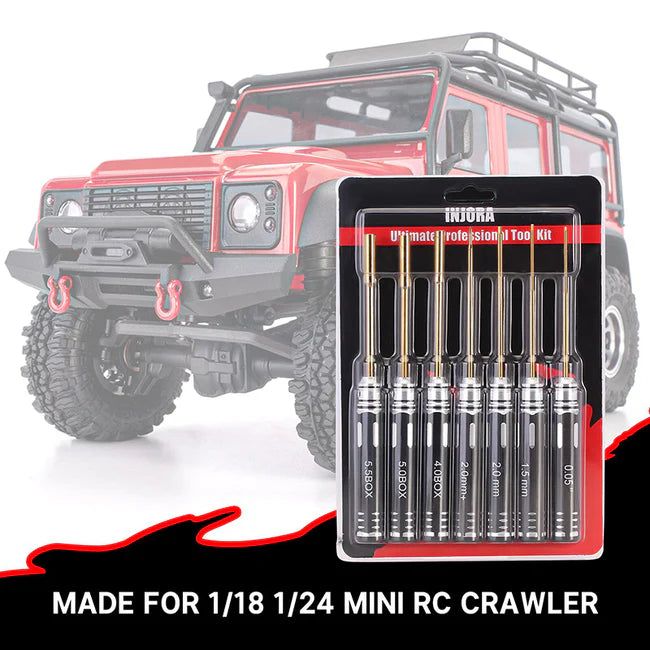 INJORA - 7PCS Hex Screwdrivers Thin Walled Nut Drivers RC Tools Kit for 1/18 1/24 RC Crawlers