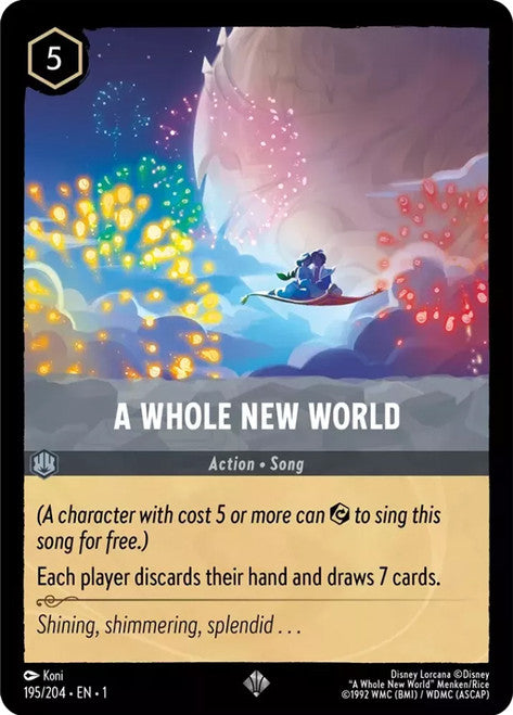 Carta A Whole New World,Set The First Chapter, Número de Tarjeta 195 , Color Steel, Rarity Super Rare