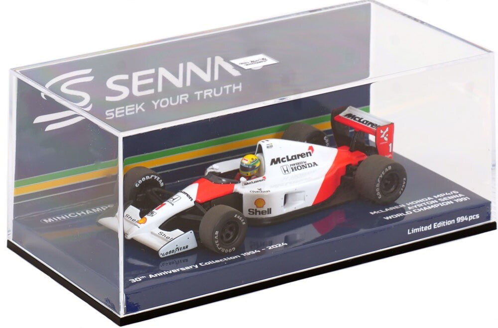 Minichamps - Ayrton Senna McLaren MP4/6 #1 F1 Campeón del mundo 1991 Dirty Version, escala 1:43