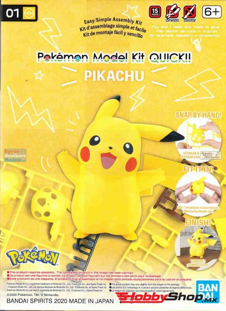 Bandai - Pokémon Model Kit Quick!! #01 Pikachu En Existencia