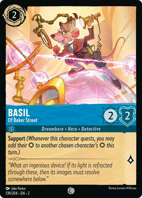 Carta Basil - Of Baker Street,Set Rise of the Floodborn , Número de Tarjeta 139 , Color Sapphire, Rarity Common