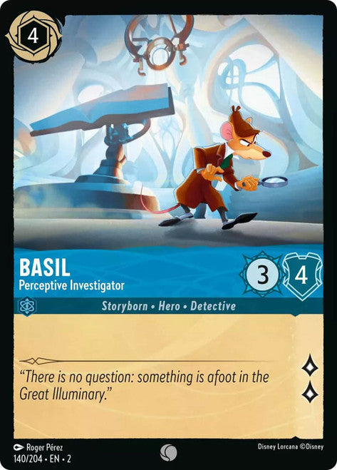 Carta Basil - Perceptive Investigator,Set Rise of the Floodborn , Número de Tarjeta 140 , Color Sapphire, Rarity Common