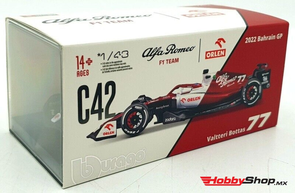 Bburago - Alfa Romeo F1 C42 Team Orlen Racing #77 Bahrain Gp 2022 Valtteri Bottas Escala 1:43 En