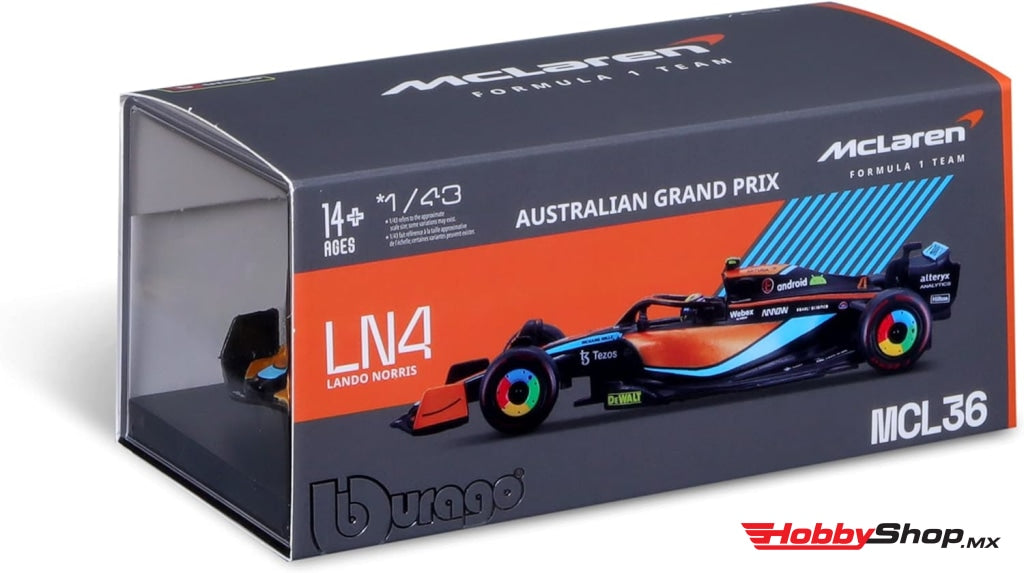 Bburago - Mclaren Racing Mcl36 #4 Australia Gp 2022 Lando Norris Escala 1:43 En Existencia