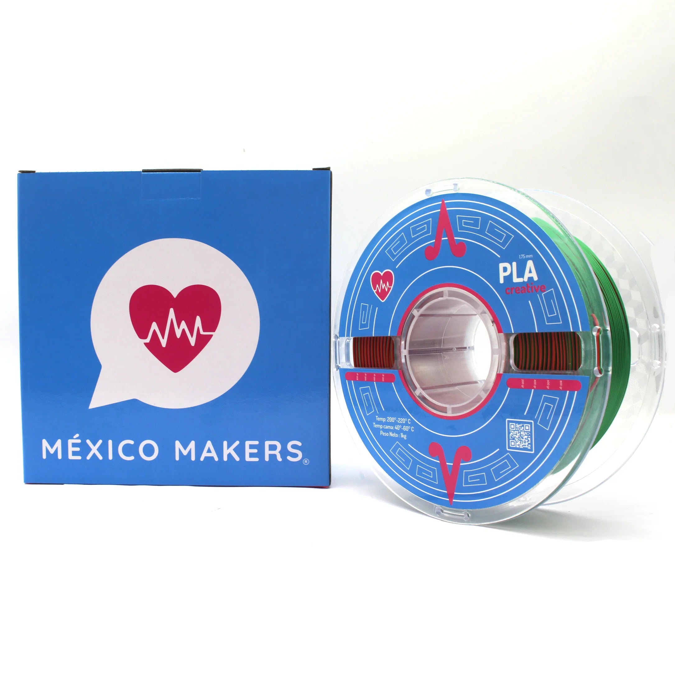 México Makers - Filamento PLA Creative Tri Azul+Verde+Rojo para Impresora 3D