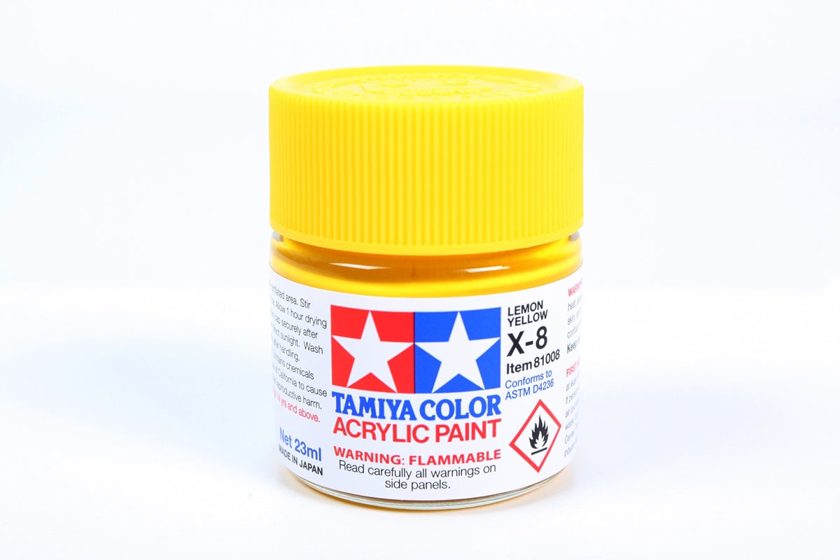Tamiya - Acrylic X-8 Lemon Yellow Paint, 23ml Bottle