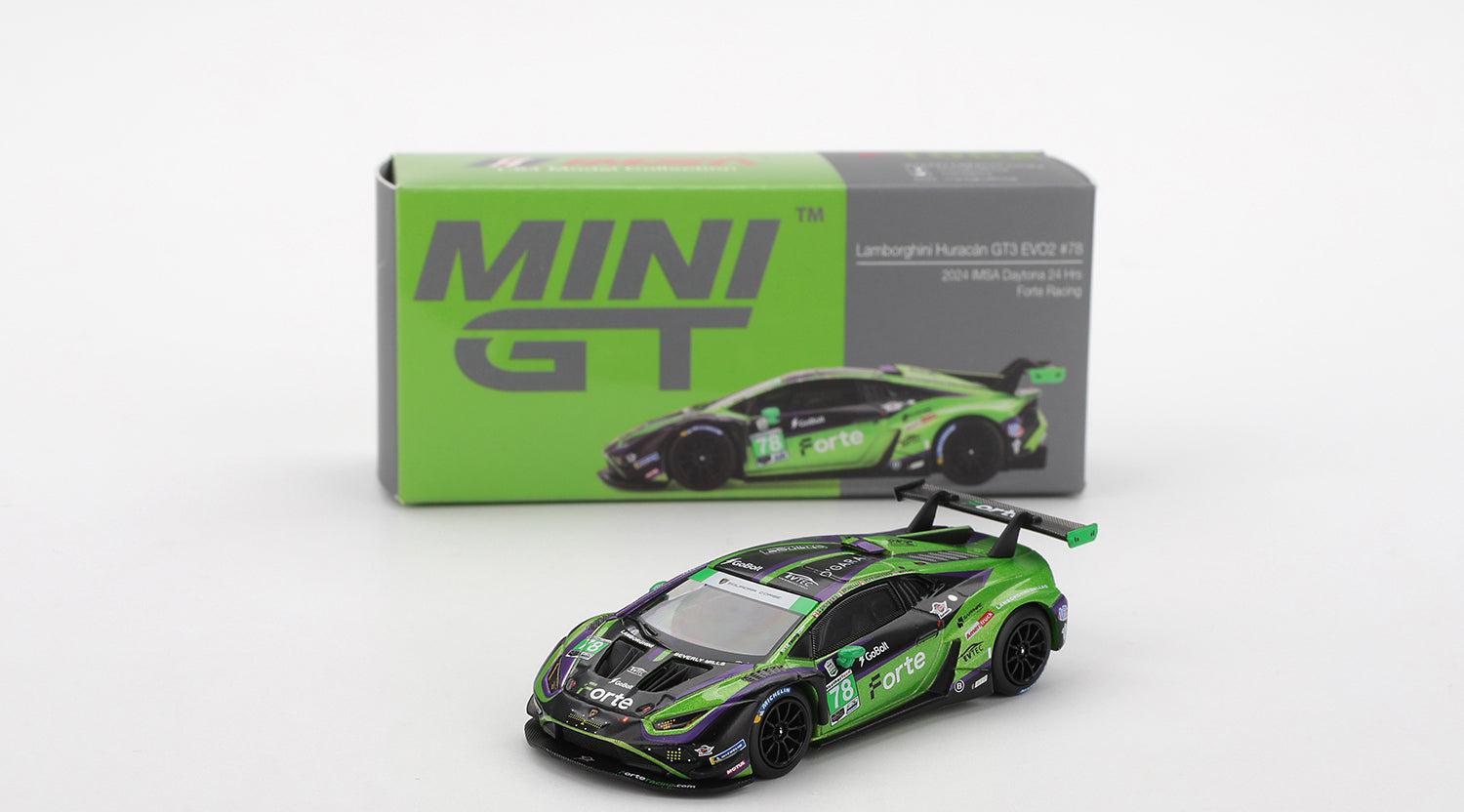 Mini GT - Lamborghini Huracán GT3 EVO2 #78 Forte Racing 2024 IMSA Dayt