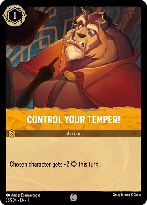 Carta Control Your Temper!,Set The First Chapter, Número de Tarjeta 26 , Color Amber, Rarity Common