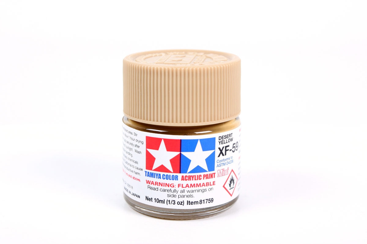 Tamiya - Acrylic Mini XF-59 Desert Yellow Paint, 10ml Bottle