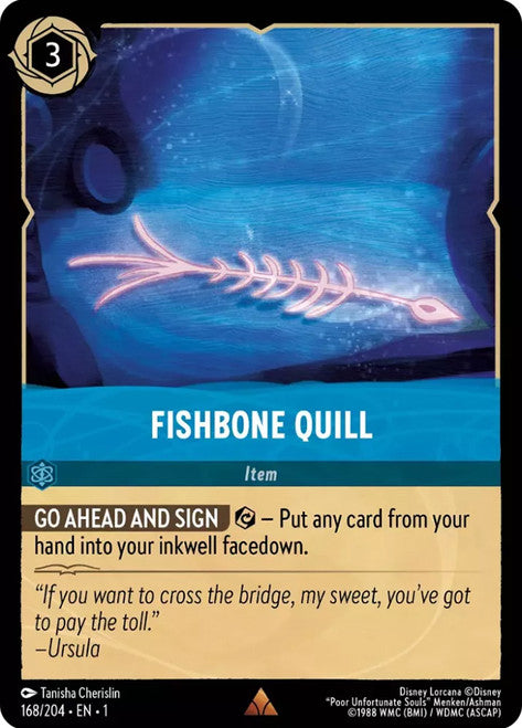 Carta Fishbone Quill,Set The First Chapter, Número de Tarjeta 168 , Color Sapphire, Rarity Rare