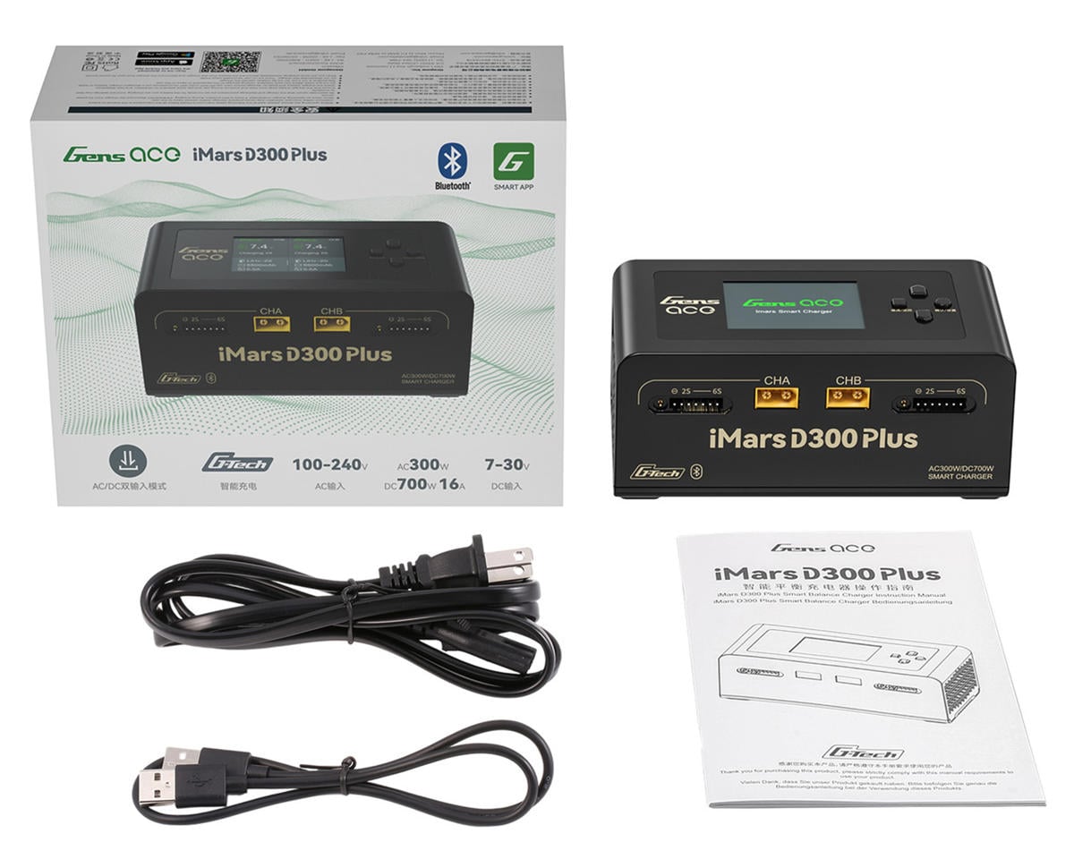 Gens Ace - iMars D300 Plus G-Tech Smart Dual AC/DC Charger (Black) (6S/16A) (AC-300W) (DC-350W x2) w/Bluetooth App Control