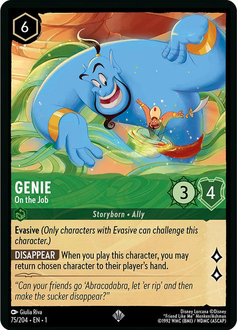 Carta Genie - On the Job,Set The First Chapter, Número de Tarjeta 75 , Color Emerald, Rarity Super Rare
