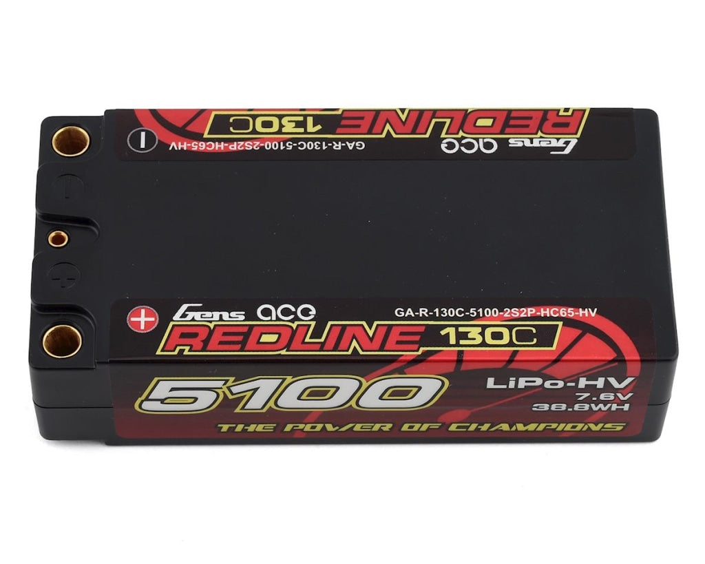 Gens Ace - Redline 2S Shorty Lihv Lipo Battery 130C W/5Mm Bullets (7.6V/5100Mah) En Existencia