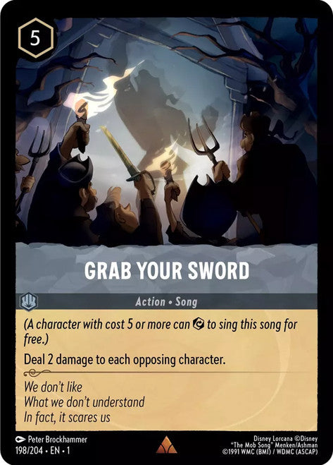 Carta Grab Your Sword,Set The First Chapter, Número de Tarjeta 198 , Color Steel, Rarity Rare