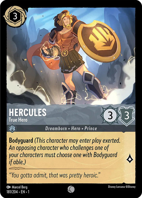 Carta Hercules - True Hero,Set The First Chapter, Número de Tarjeta 181 , Color Steel, Rarity Common