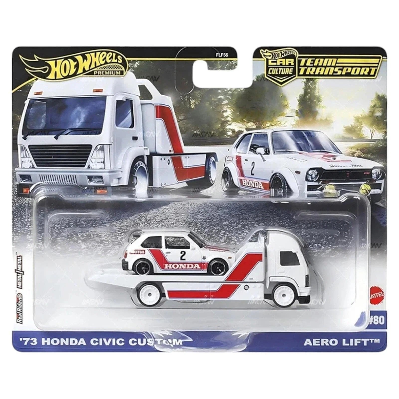 Mattel - Hot Wheels 2025 Team Transport '73 Honda Civic Custom & Aero Lift #80