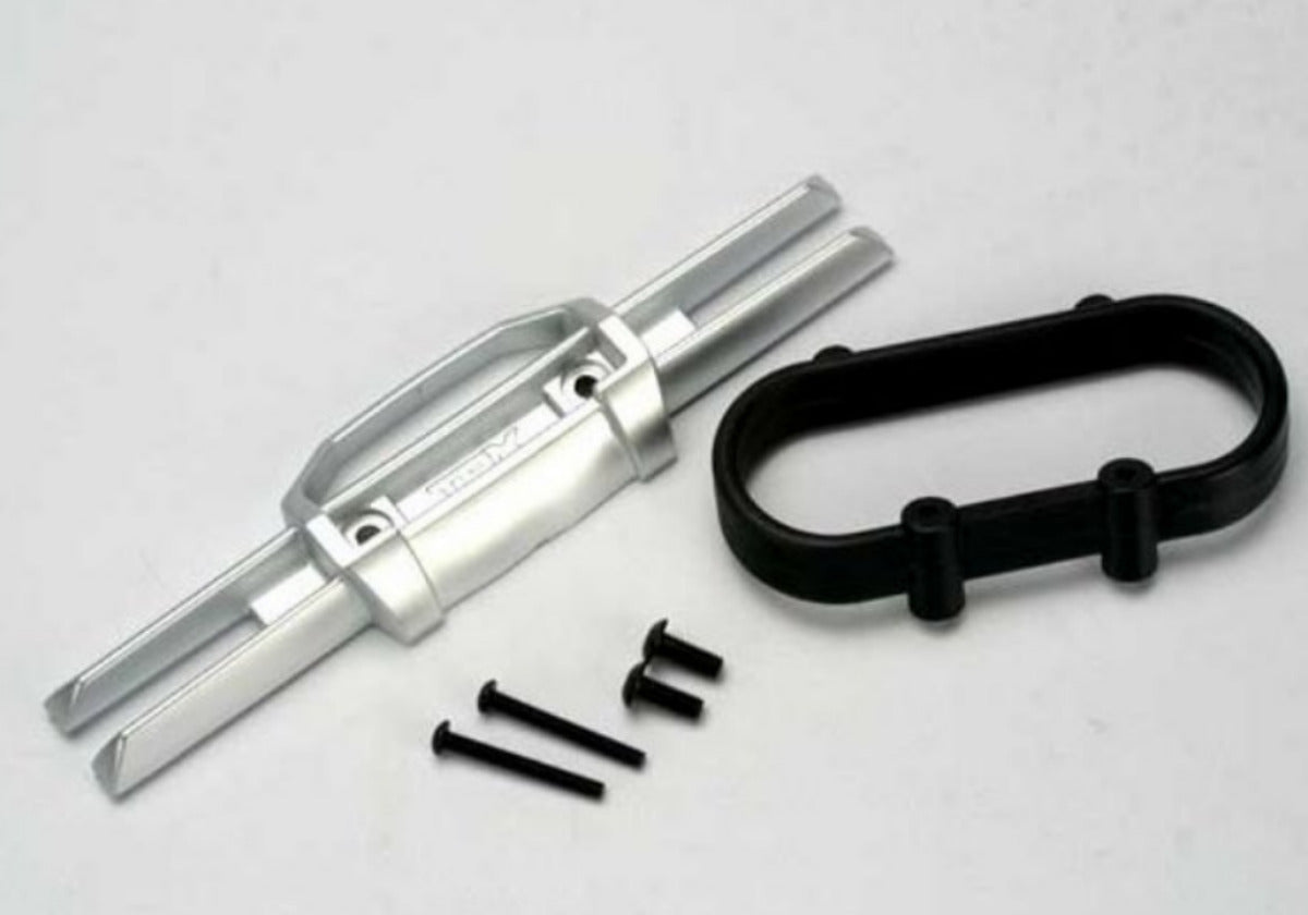 Traxxas - Parachoques trasero en cromo satinado con soporte y tornillos