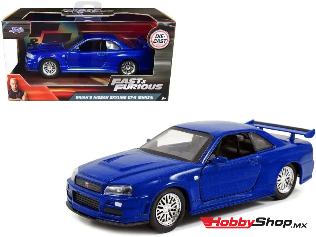 Jada Toys - Fast & Furious Brian´s Nissan Skyline Gt-R (Bnr34) Azul Escala 1:32 En Existencia