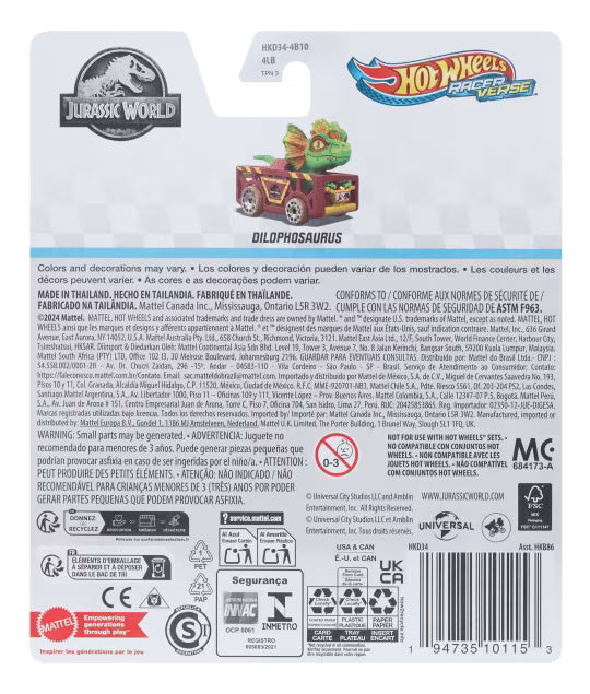 Mattel - Racer Verse Jurassic World Dilophosaurus Hot Wheels