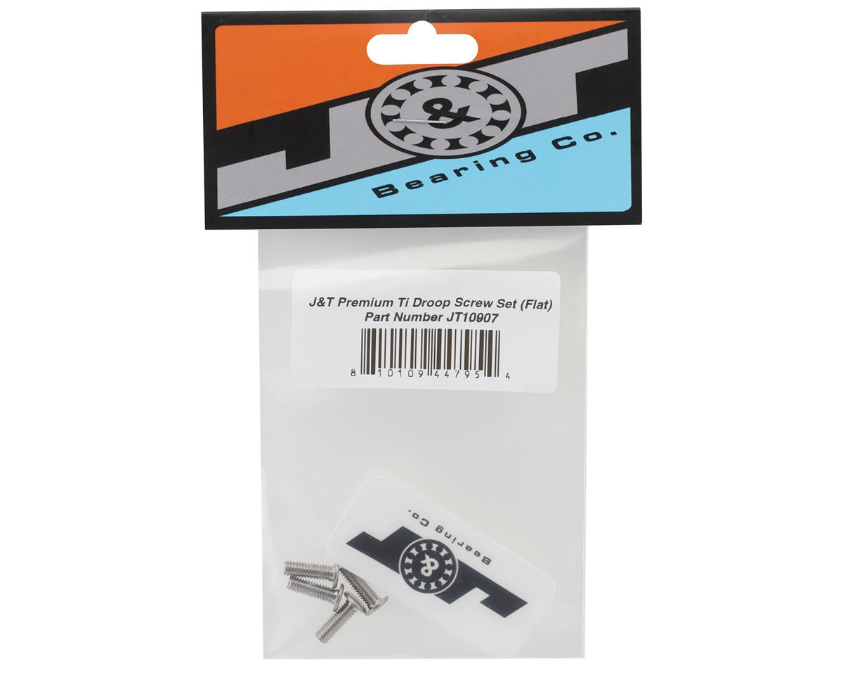 J&T Bearing - Co. 4x12mm Premium Flat Titanium Droop Screw Set
