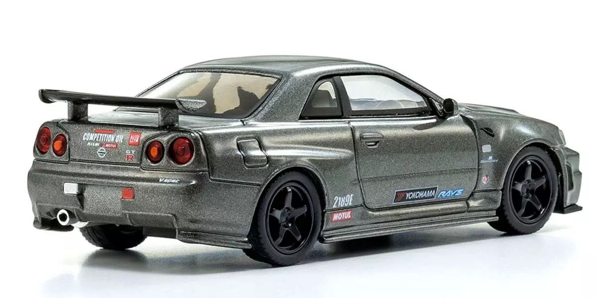 Kyosho - [MOTN] Nissan Skyline R34 GT-R NISMO CRS Ver. with LED (Gray), escala 1:64