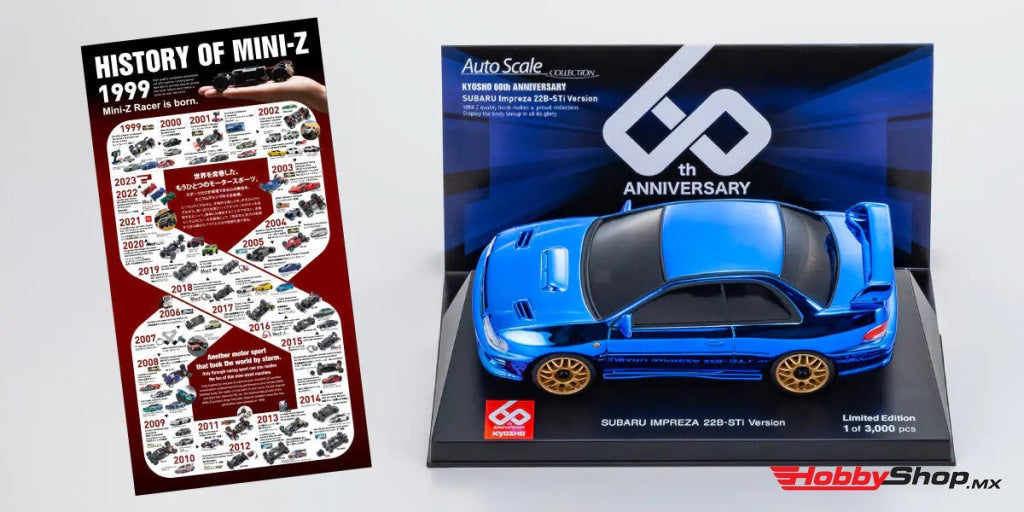 Kyosho - Mini-Z Asc Ma020 Subaru Impreza 22B-Sti Version Chrome Blue 60Th Anniversary En Existencia