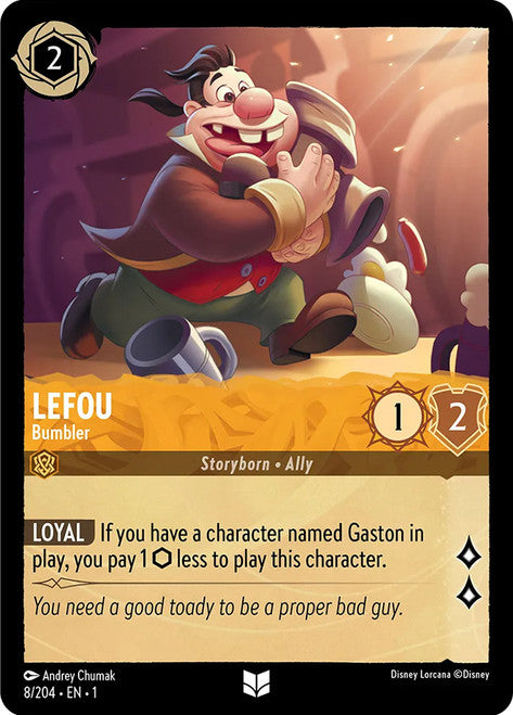 Carta LeFou - Bumbler,Set The First Chapter, Número de Tarjeta 8 , Color Amber, Rarity Uncommon