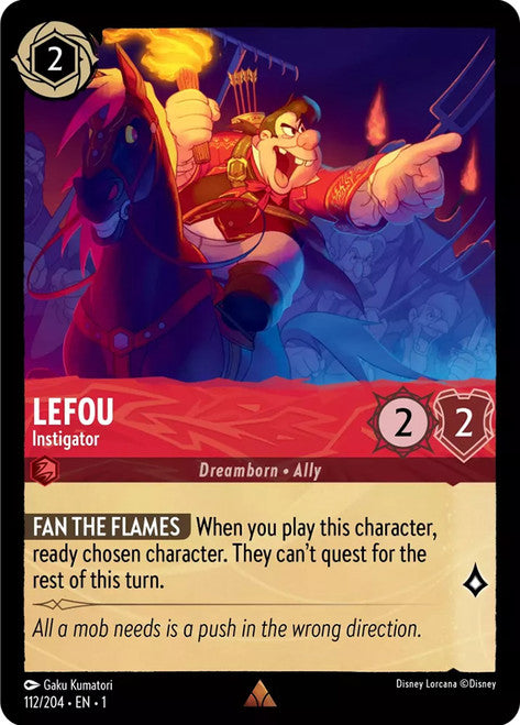Carta LeFou - Instigator,Set The First Chapter, Número de Tarjeta 112 , Color Ruby, Rarity Rare