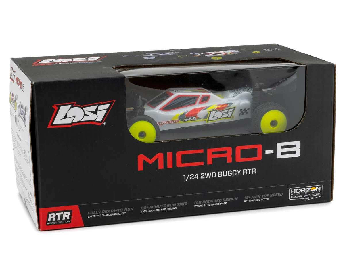Team Losi - Micro-B 1/24 RTR 2WD Buggy (White) w/2.4GHz Radio, Battery & Charger