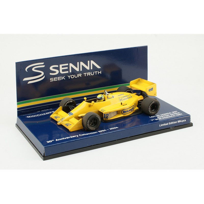 Minichamps - Ayrton Senna Lotus 99T Dirty versión #12 ganador Mónaco GP F1 1987, escala 1:43